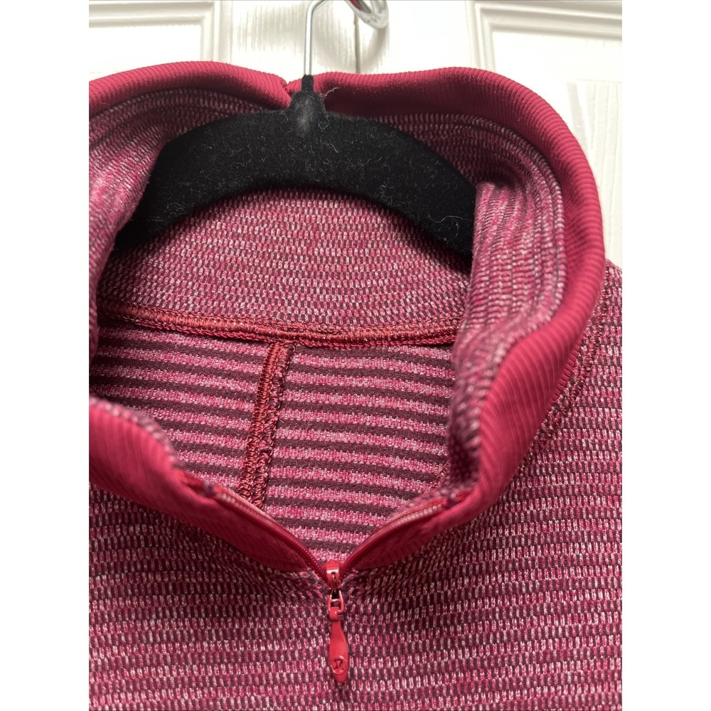 LULULEMON Runderful 1/2-Zip Womens 4 Mini Check Red Berry Rumble Running - Picture 2 of 9